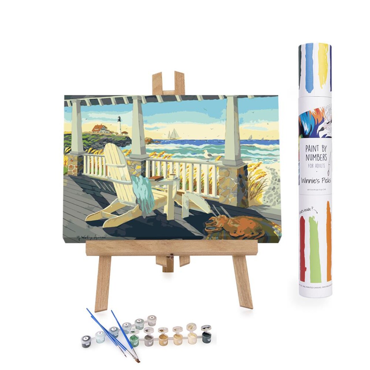 Embrace Beach Vibes: Morning Coffee at the Beach House - Paint by Number Kit  for a Relaxing Experience